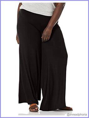 Plus Size Stretch Ity Knit Wide Leg Palazzo Pants Relaxed Fit Pull On